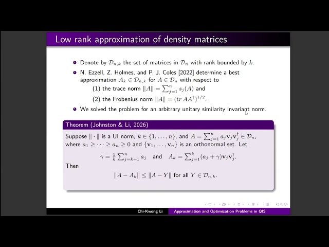 Approximation and Optimization Problems in Quantum Information Science