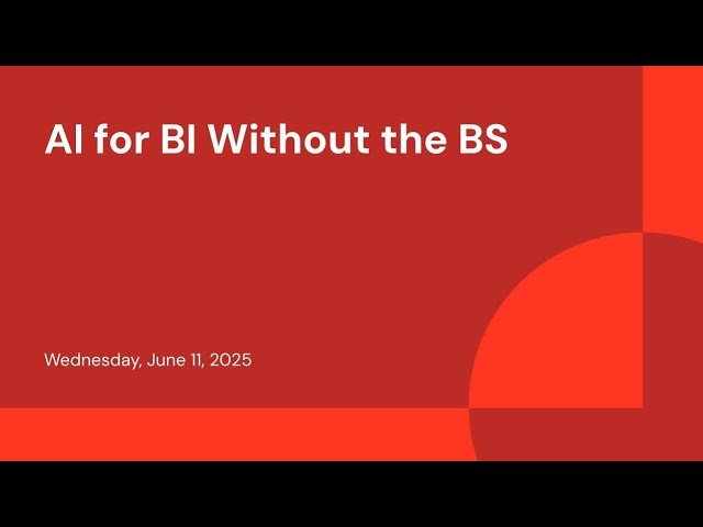 AI for Business Intelligence without the BS - Building Reliable AI Products for Self-Service Analytics