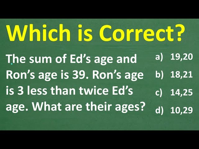 Ed and Ron's Ages - A Math Question You Can Solve by Thinking