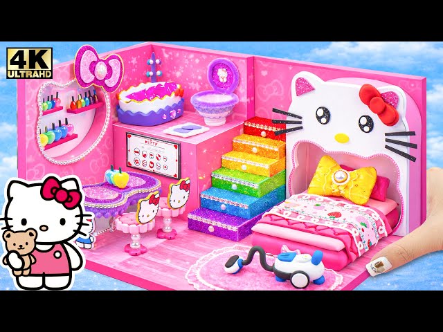 Create Hello Kitty Fantasy House for Two with Rainbow Stairs and Sweet Rooms - DIY Miniature House