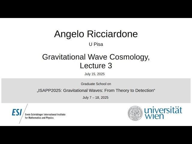 Gravitational Wave Cosmology - Lecture 3