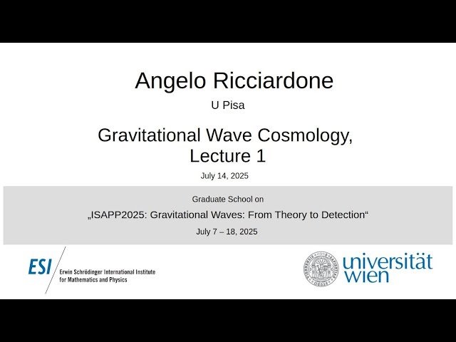Gravitational Wave Cosmology - Lecture 1