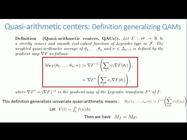 Quasi Arithmetic Centers and Quasi Arithmetic Mixtures