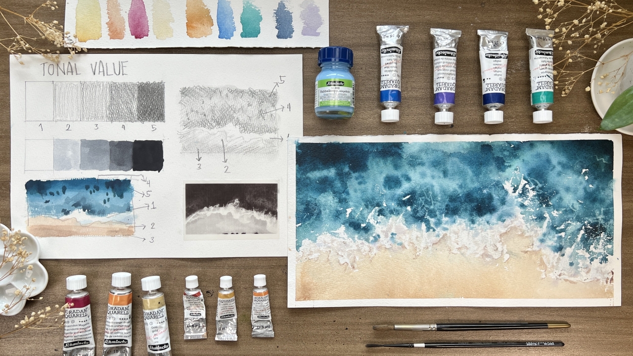 Watercolor Ocean Waves: Paint with Depth Using Tonal Value