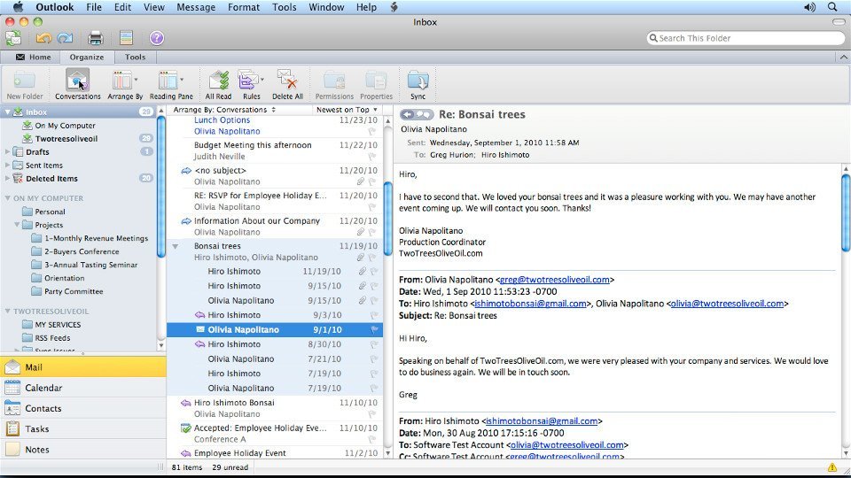 Outlook for Mac 2011: Shortcuts