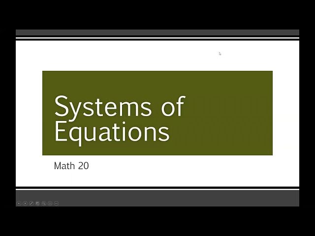 Systems of Equations and Inequalities