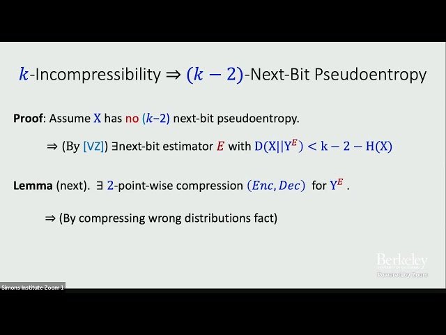 Incompressibility and Next-Block Pseudoentropy