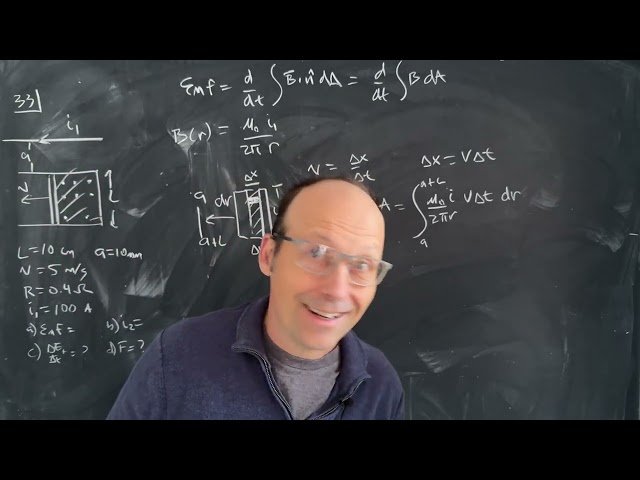 Physics Problem: Induced Current in a Wire with Moving Bar - Problem 33