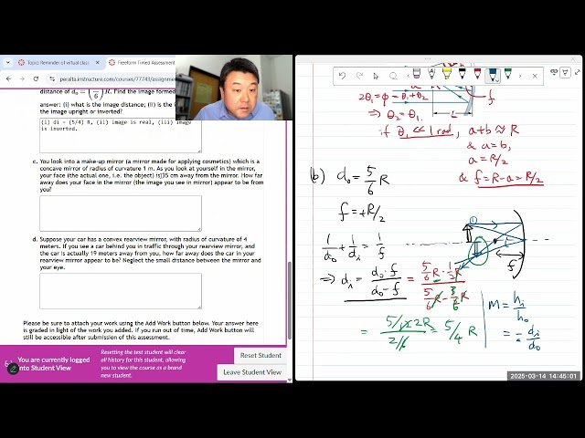 Physics 4C - Optics Freeform Timed Assessment - Image By Spherical Mirror 1
