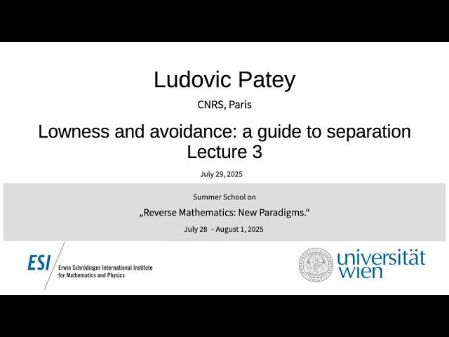 Lowness and Avoidance - A Guide to Separation - Lecture 3