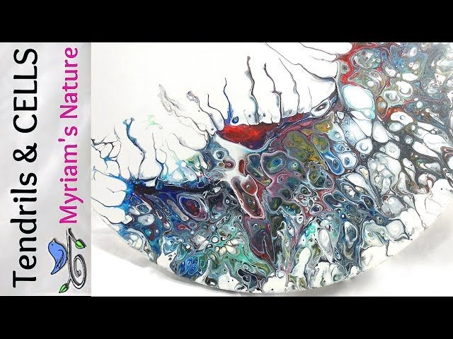 Pulling Tendrils in a Cell-Filled Flip & Drag Acrylic Dirty Pour - Fluid Acrylic Art