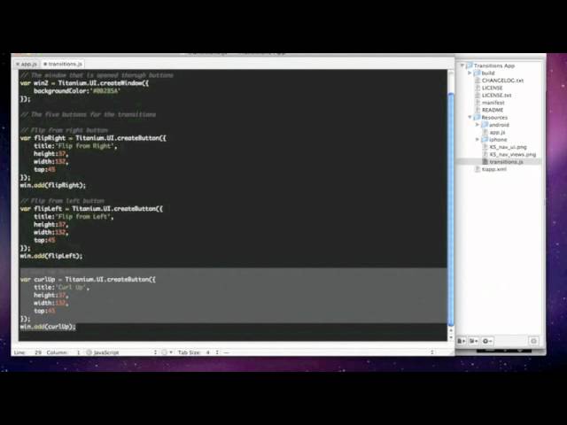 Appcelerator SDK: Creating iPhone Transitions