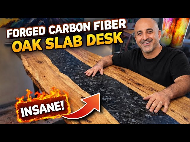 Forged Carbon Fiber and Oak Slab Standing Desk Build