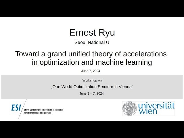 Toward a Grand Unified Theory of Accelerations in Optimization and Machine Learning