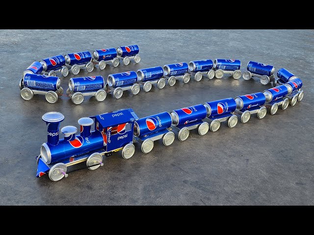 Largest Toy Train in the World - 20 Car DIY from Pepsi Cans