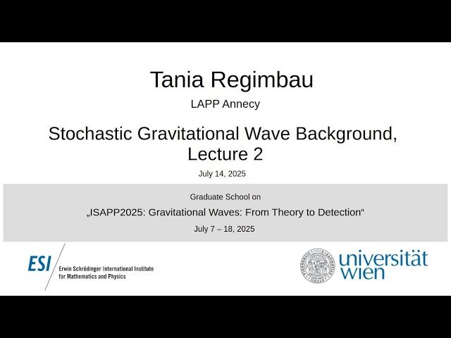Stochastic Gravitational Wave Background - Lecture 1