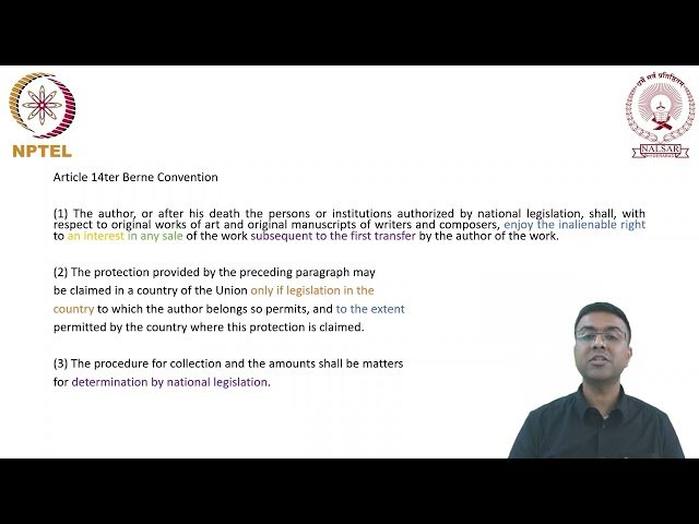 Resale Royalty Right - Doctrine of First Sale and Berne Convention Provisions
