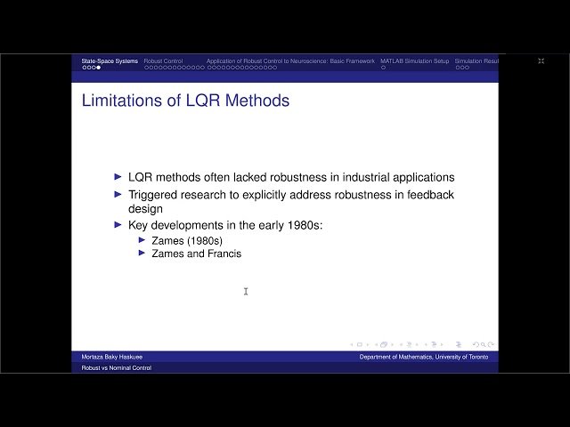 H-infinity Control vs. Nominal LQR Control - Implications for Neuroscience Mathematical Modeling