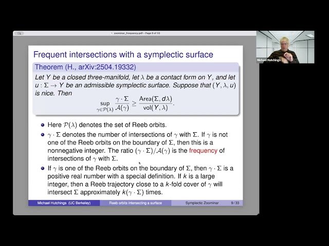 Reeb Orbits Frequently Intersecting a Symplectic Surface