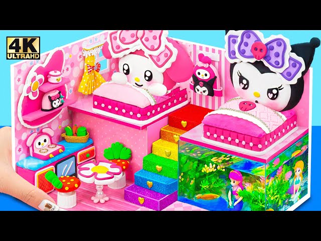My Melody and Kuromi - Build the Cutest Pink and Purple House with Double Bed - DIY Miniature House