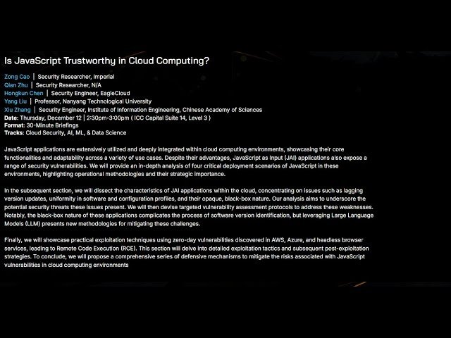 Is JavaScript Trustworthy in Cloud Computing?