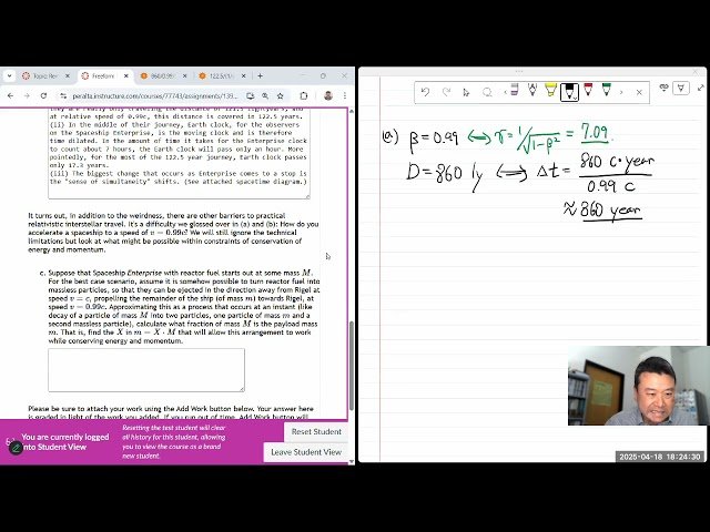 Physics 4C - Special Relativity Freeform Timed Assessment - Relativistic Space Travel