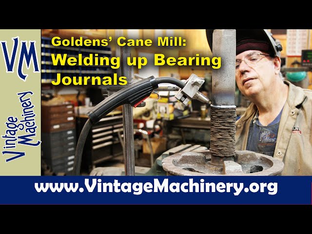Goldens' No. 2 Cane Mill Restorations - Welding up Pitted Bearing Journals on Mill Rollers