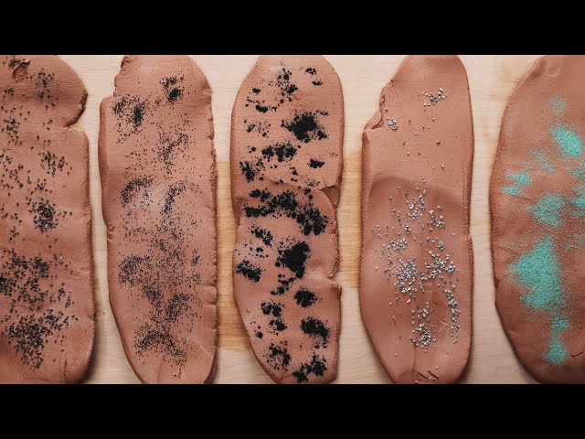 Mixing Shards of Obsidian, Tungsten, Malachite and Tourmaline into Clay