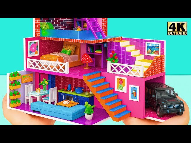 How to Make 3-Story Resort Dollhouse with Rooftop Pool and Bedroom for Pet - DIY Miniature House