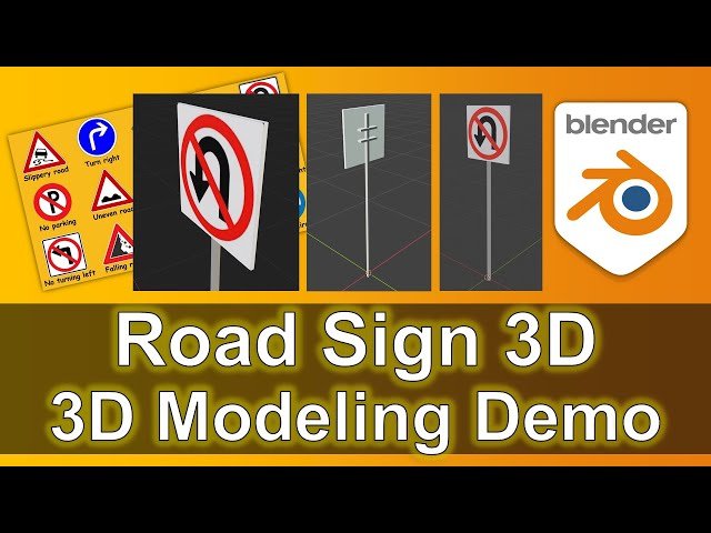 Road Sign 3D Modeling Demo in Blender