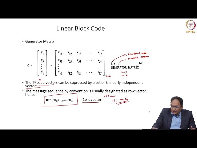 Free Video: Introduction to Linear Block Codes - Lecture 8 from NPTEL ...