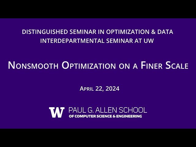 Nonsmooth Optimization on a Finer Scale - Distinguished Seminar in Optimization and Data