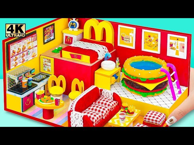 DIY Miniature House - Build McDonald's Bedroom, Burger Swimming Pools, Kitchen