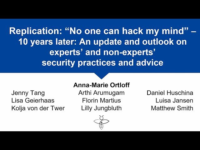 Replication - "No One Can Hack My Mind" - 10 Years Later - An Update and Outlook on Experts' and Non-Experts' Security Practices and Advice