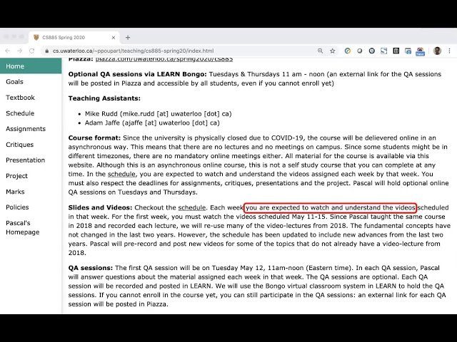 CS885 Reinforcement Learning - Spring 2020