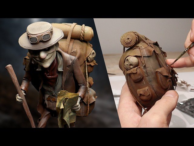 Making Up My Own Nightmare Character - The Story of "The Traveler" - Polymer Clay Timelapse