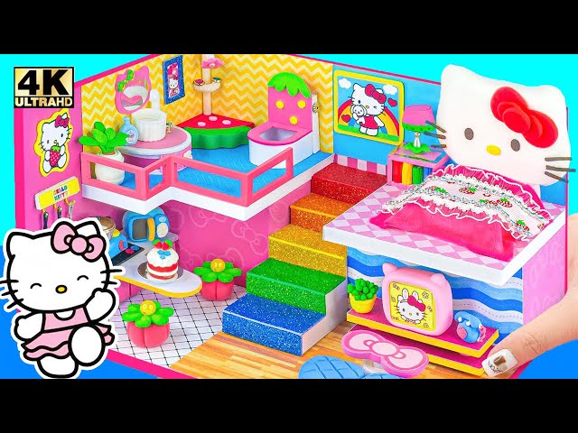 Make Simple Miniature Hello Kitty House with DIY Kitchen Play Set, Luxury Bathroom and Furniture