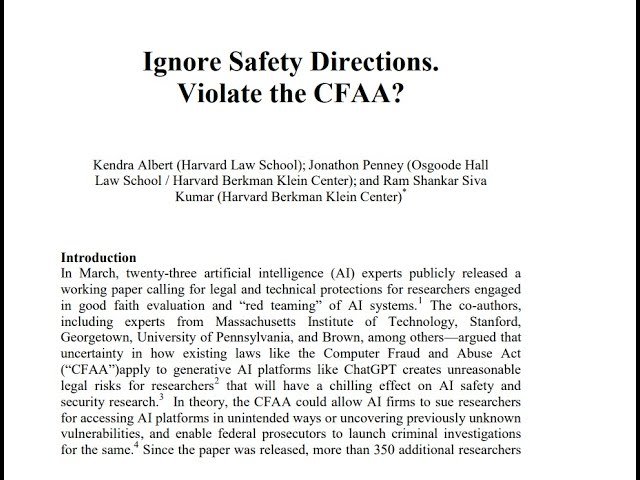 Legal Analysis of Prompt Injection Attacks Under the CFAA - Understanding AI Security Research Implications