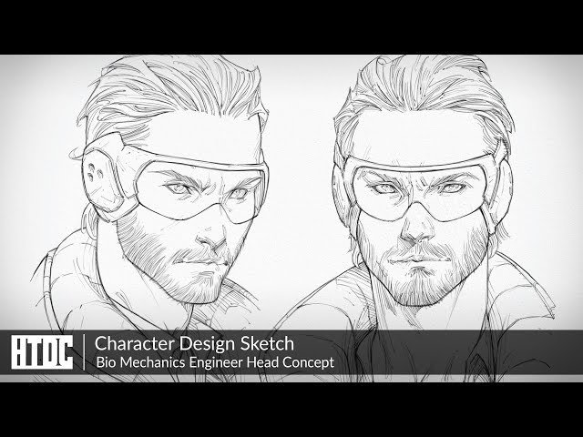 Character Design Sketch - Bio Mechanics Engineer Head Concept