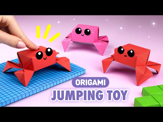Оригами Прыгающий Краб из бумаги - Игрушка Антистресс