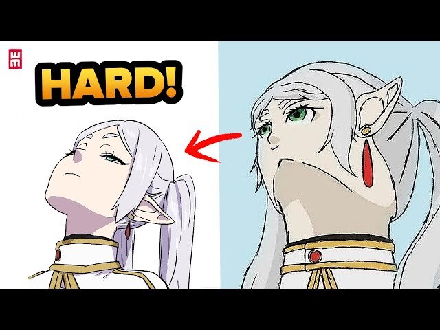 Drawing Frieren Face from Below - Anime Art Tutorial for the Most Difficult Angle