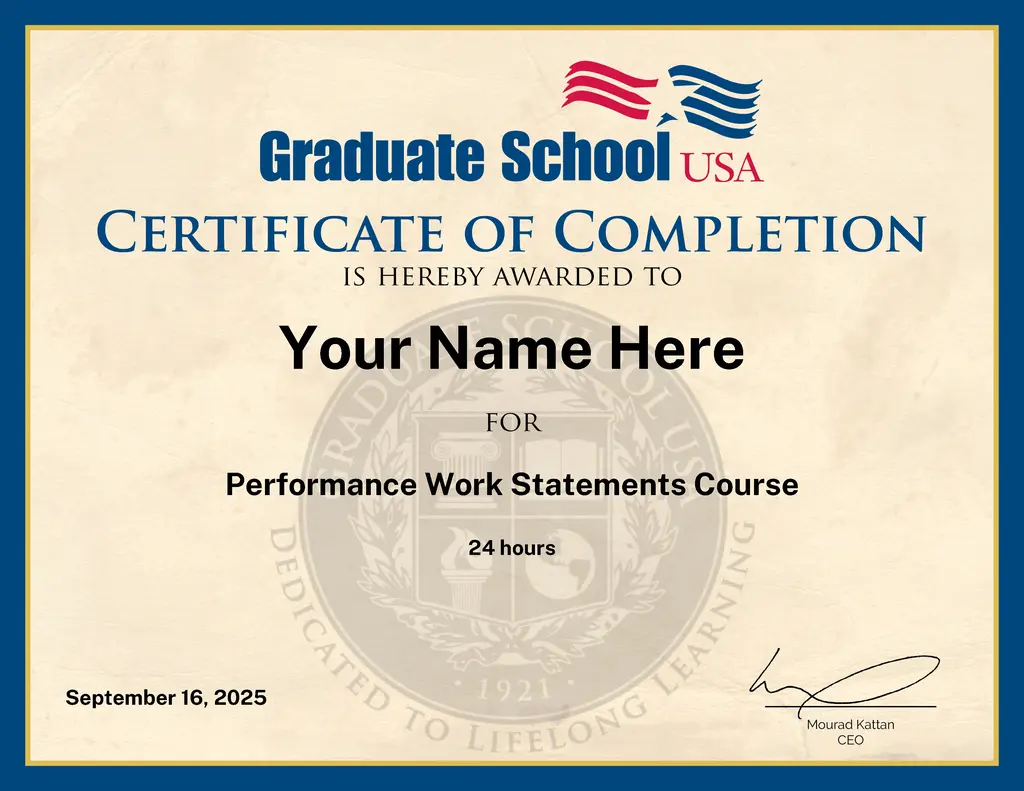 Performance Work Statements Course