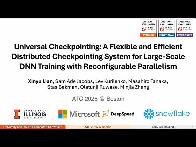 Universal Checkpointing - A Flexible and Efficient Distributed Checkpointing System for Large-Scale DNN Training with Reconfigurable Parallelism