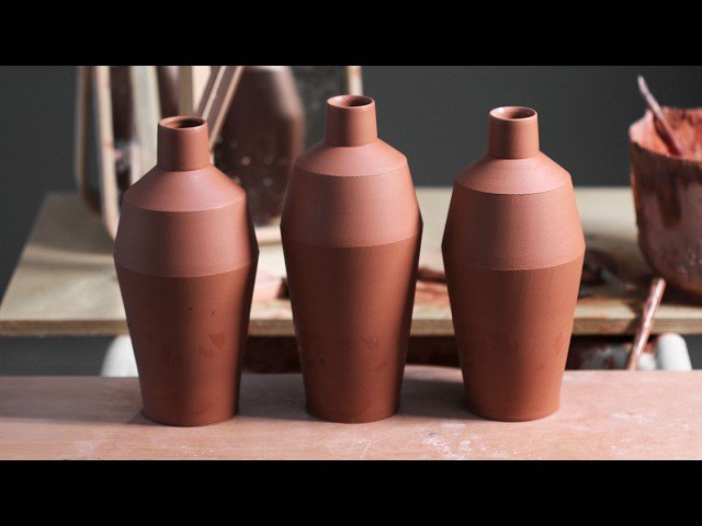 Pottery Wheel Throwing - Creating Decorative Bottle Vessels
