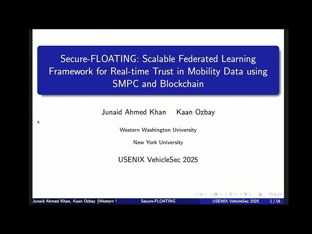 Secure FLOATING - Scalable Federated Learning Framework for Real-time Trust in Mobility Data using Secure Multi-Party Computation and Blockchain