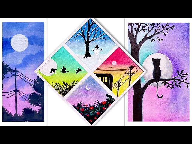 25 Watercolor Easy Painting Ideas - Scenery Painting Techniques