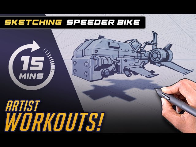 How to Draw a Speeder Bike in 2-Point Perspective - Draw This Every Day #10