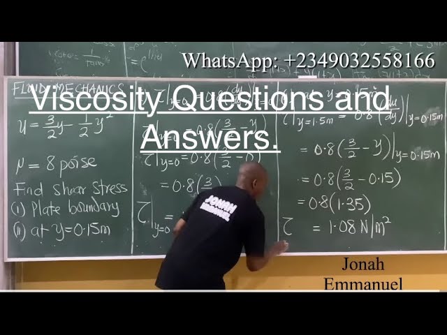 Fluid Mechanics Introduction Part 4 - Viscosity Questions and Answers - Application of Newton's Laws