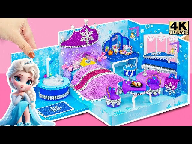 DIY Elsa Frozen Castle With Snowflake Bedroom and Cute Mini Furniture - DIY Miniature House