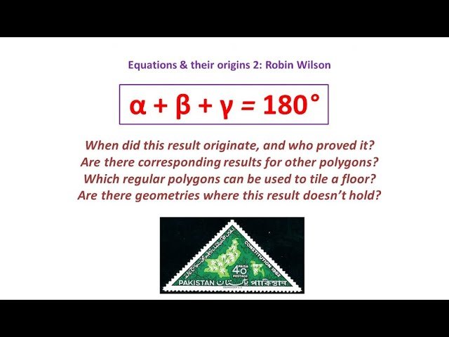 Equations and Their Origins - α + β + γ = 180° Starring Euclid